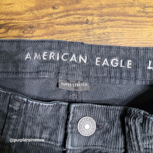 American Eagle Corduroy Mom Jeans 6 R Super Stretch Gray Preppy Minimalist - Picture 3 of 11